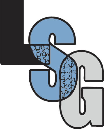 LSG Logomark interlocking LSG letters with puzzle pieces making the connections