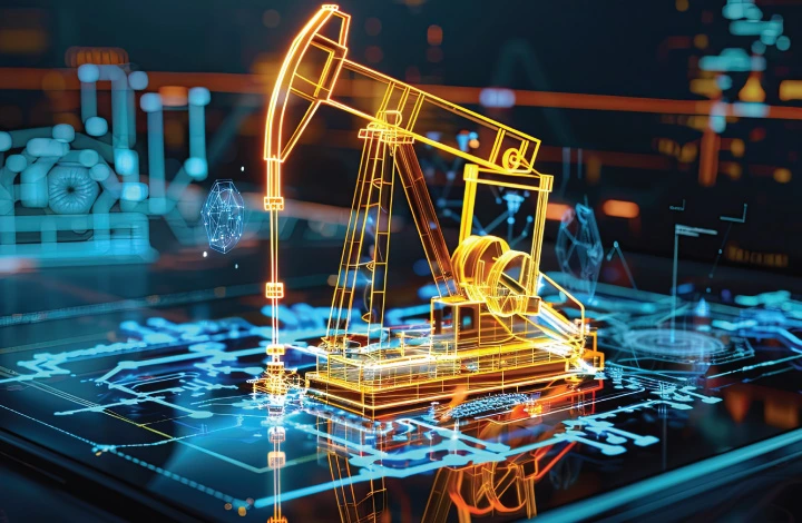 digital graphic oil rig representing digital oil production optimization