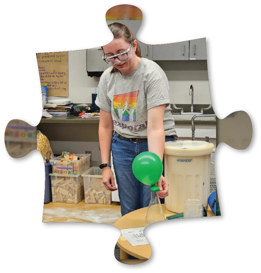 An Explora staff member leading one of many engaging activities at the camp